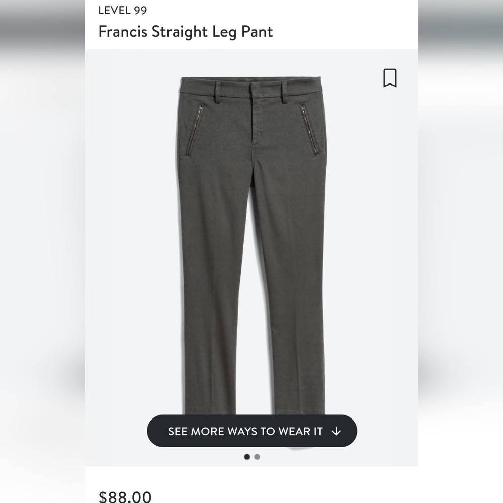 LEVEL 99 Francis Straight Leg Pant  Size 29